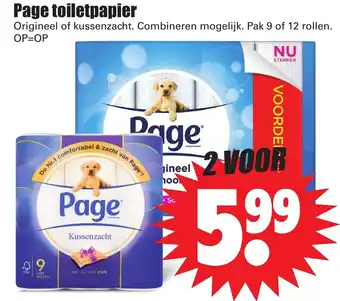 Dirk Page Toiletpapier origineel of kussenzacht 2*9/12 rollen aanbieding