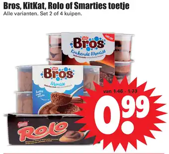 Dirk Bros, KitKat, Rolo of Smarties toetje aanbieding