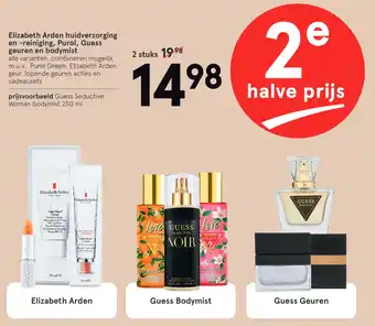 Etos Elizabeth Arden huidverzorging en -reiniging, Purol, Guess geuren en bodymist aanbieding