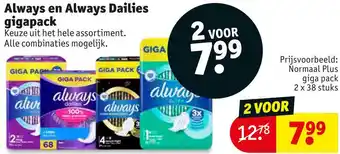 Kruidvat Always en Always Dailies gigapack aanbieding