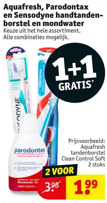 Kruidvat Aquafresh, Parodontax en Sensodyne handtanden- borstel en mondwater aanbieding