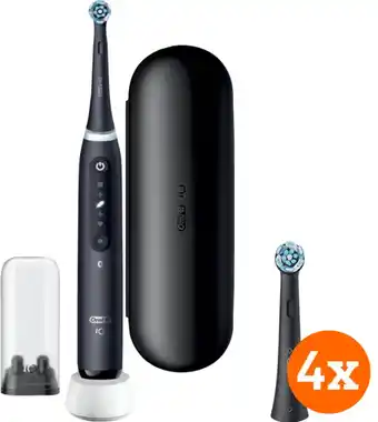 Coolblue Oral-b io 5n zwart + io ultimate clean opzetborstels (4 stuks) aanbieding