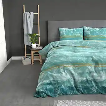 Dekbed-Discounter Sleeptime dekbedovertrek zara turquoise dekbedovertrek - tweepersoons (200x220 cm) - turquoise katoen - dessin: ruiten - eleg aanbieding