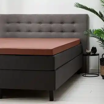 Dekbed-Discounter Fresh & co topper hoeslaken jersey - cognac - 100/120 x 200 cm - 100x200 cm - bruin aanbieding