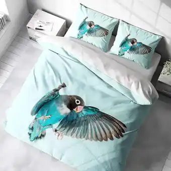 Dekbed-Discounter Dlc dekbedovertrek papegaai dekbedovertrek - tweepersoons (200x200 cm) - blauw katoen - dessin: dieren aanbieding