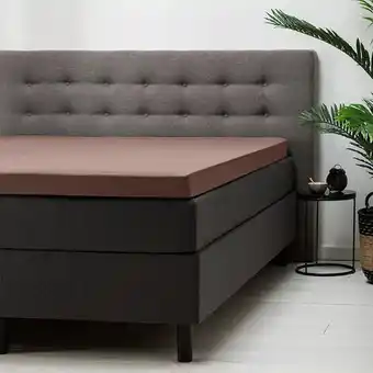 Dekbed-Discounter Fresh & co topper hoeslaken jersey - terra - maat 80/90 x 200 cm - 90x200 cm - bruin aanbieding