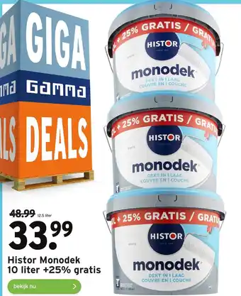 GAMMA Histor monodek 10L+25% GRATIS aanbieding