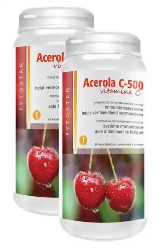 De Online Drogist Fytostar acerola c-500 vitamine c kauwtabletten - duoverpakking aanbieding