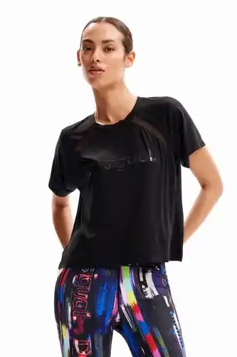 Desigual Desigual sportief t-shirt met mesh - black - xl aanbieding