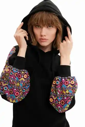 Desigual Desigual sweatshirt met etnisch borduursel - black - xs aanbieding