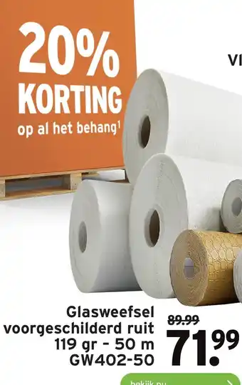 GAMMA Glasweefsel voorgeschilderd ruit 119g - 50 m GW402-50 aanbieding