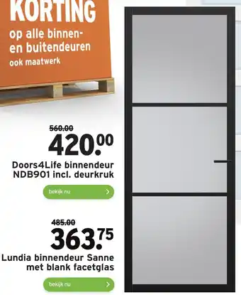 GAMMA Doors4Life Binnendeur NDB901 incl. deurkruk aanbieding