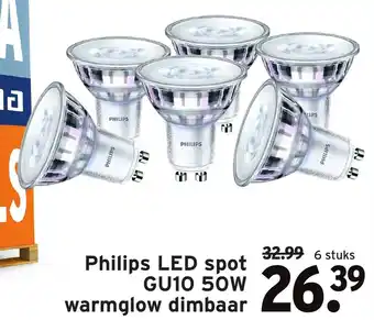 GAMMA Philips LED spot GU10 50W warmglow dimbaar aanbieding