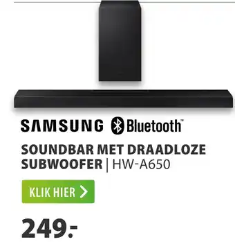 Expert SOUNDBAR MET DRAADLOZE SUBWOOFER | HW-A650 aanbieding