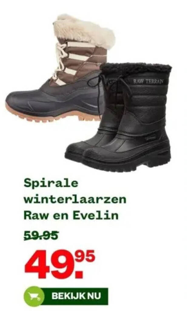 Spirale winterlaarzen Raw en Evelin aanbieding bij Welkoop