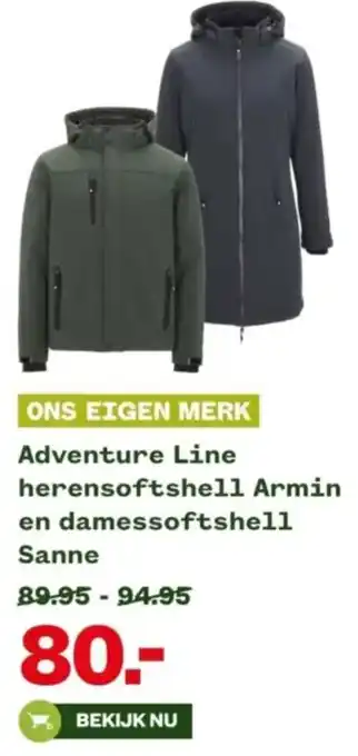 Welkoop Adventure Line herensoftshell Armin en damessoftshell Sanne aanbieding