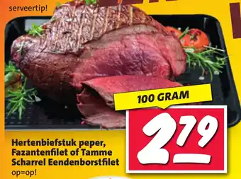 Nettorama Hertenbiefstuk peper, Fazantenfilet of Tamme Scharrel Eendenborstfilet aanbieding