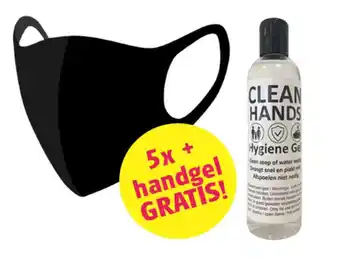 Drogist.nl Dnl mondkapjes zwart + gratis handgel 5 stuks + 250ml aanbieding