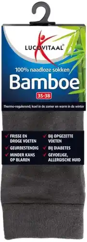 Drogist.nl Lucovitaal bamboe sokken lang antraciet 35-38 1 paar aanbieding