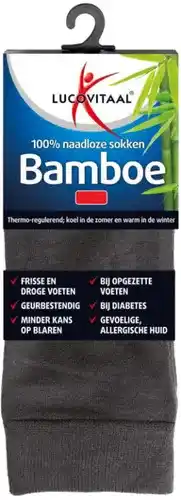 Drogist.nl Lucovitaal bamboe sokken lang antraciet 43-46 1 paar aanbieding