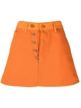 Farfetch Ganni button-up mini-rok - oranje aanbieding