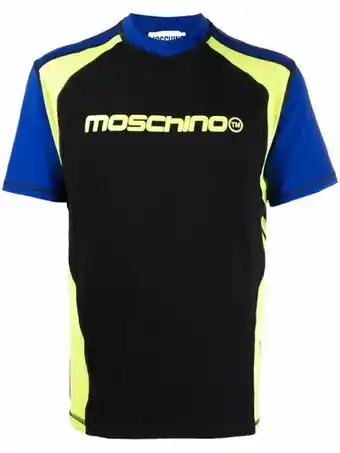 Farfetch Moschino t-shirt met colourblocking - blauw aanbieding