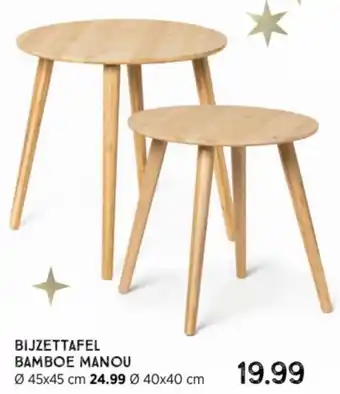 Xenos BIJZETTAFEL BAMBOE MANOU Ø45x45 cm aanbieding