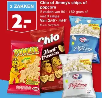 Hoogvliet Chio of jimmy's chips of popcorn 80-162g aanbieding