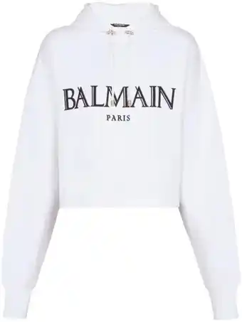 Farfetch Balmain cropped hoodie - wit aanbieding