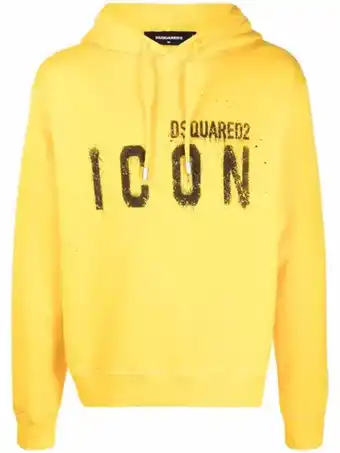 Farfetch Dsquared2 hoodie met logoprint - geel aanbieding