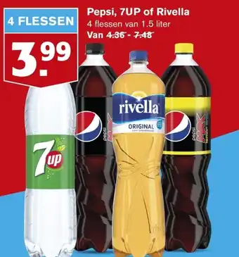 Hoogvliet Pepsi, 7UP of rivella 1.5 liter aanbieding