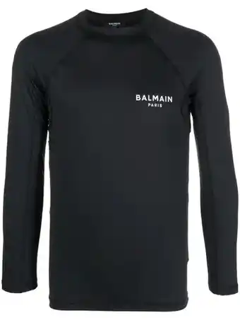 Farfetch Balmain t-shirt met logoprint - zwart aanbieding