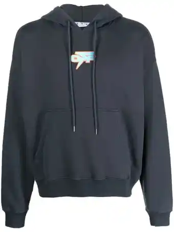 Farfetch Off-white katoenen hoodie - outerspace light blue aanbieding