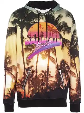 Farfetch Balmain hoodie met palmboom print - veelkleurig aanbieding