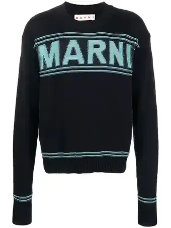 Farfetch Marni trui met intarsia logo - blauw aanbieding