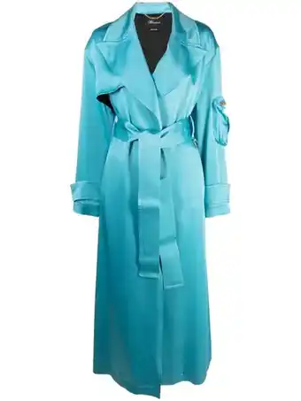 Farfetch Blumarine satijnen trenchcoat - blauw aanbieding