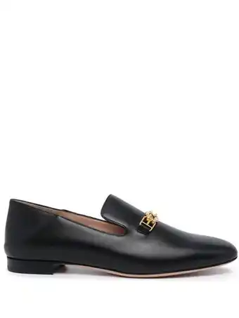 Farfetch Bally loafers met logoplakkaat - zwart aanbieding