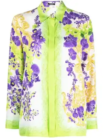 Farfetch Versace blouse met bloemenprint - wit aanbieding