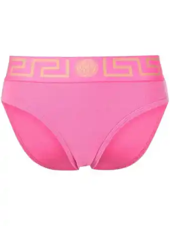 Farfetch Versace bikinislip met logoband - roze aanbieding