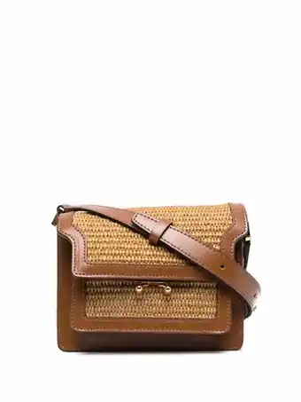 Farfetch Marni geweven crossbodytas - bruin aanbieding