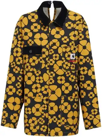 Farfetch Marni x carhartt jas met bloemenprint - zwart aanbieding