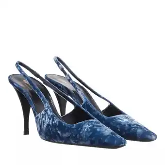 Fashionette Saint laurent pumps & high heels - blade slingback pumps in velvet in blauw aanbieding