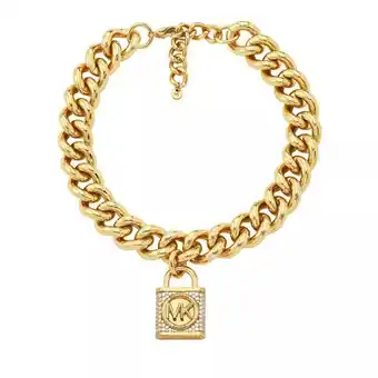 Fashionette Michael kors kettingen - 14k gold-plated statement pavé lock chain necklace in gold aanbieding