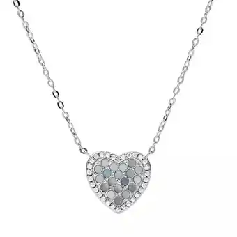 Fashionette Fossil kettingen - elliott blue mother-of-pearl hearts station neckla in silver aanbieding