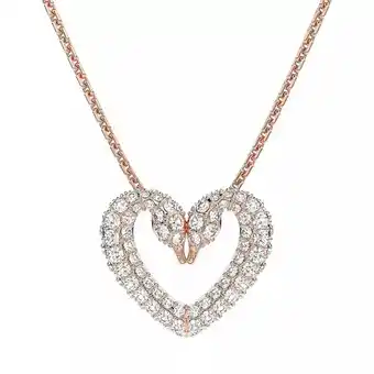 Fashionette Swarovski kettingen - una necklace heart medium gold-tone plated in white aanbieding