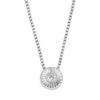 Fashionette Fossil kettingen - sterling silver texture circle pendant necklace in gold aanbieding