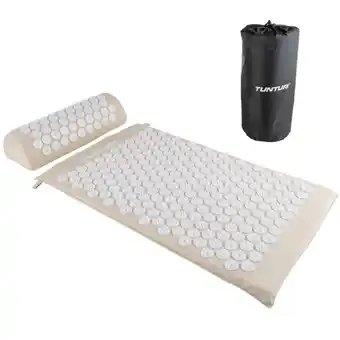 Fitnessdelivery Tunturi acupressuur mat met kussen | spijkermat | meditatie mat | acupuctuur set | 83x42 cm | beige aanbieding