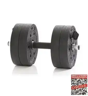 Fitwinkel.nl Gymstick active verstelbare dumbbell set - vinyl - 10 kg - met online trainingsvideo's aanbieding