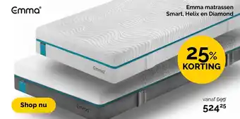 Beter Bed Emma matrassen Smart, Helix en Diamond aanbieding