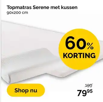 Beter Bed Topmatras Serene met kussen 90x200 cm aanbieding